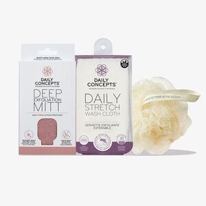Daily Concepts 3pc Bundle Sponge Cloth Exfoliating Mitt